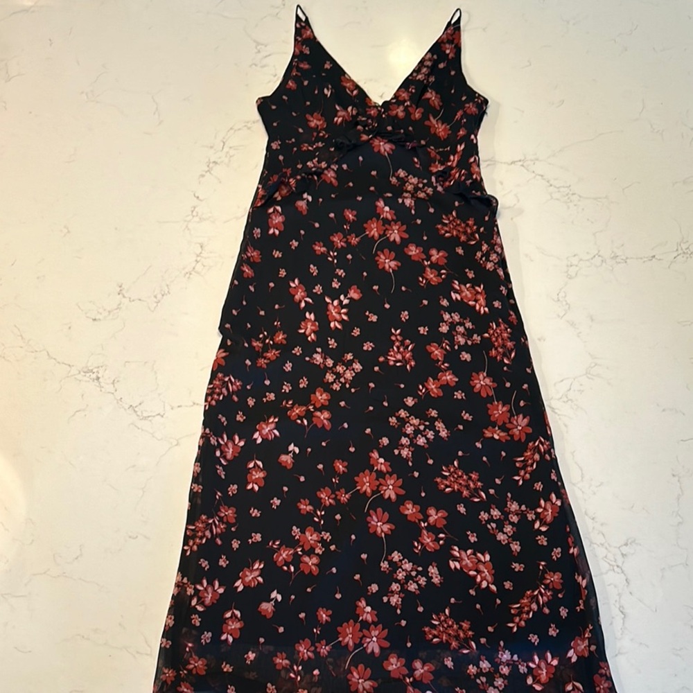 Floral Black and Red Women's Dress